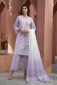 UAE -3PC Lacquer Printed Embroidered Lawn Unstitched Suit with Lacquer Printed Paper Cotton Dupatta SP-42015
