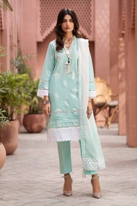 UAE -3PC Lacquer Printed Embroidered Lawn Unstitched Suit with Lacquer Printed Paper Cotton Dupatta SP-42018