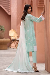 UAE -3PC Lacquer Printed Embroidered Lawn Unstitched Suit with Lacquer Printed Paper Cotton Dupatta SP-42018