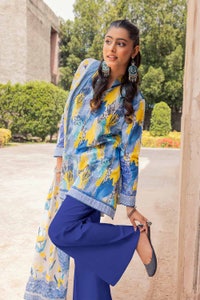 UAE -3PC Unstitched Printed Lawn Suit with Woven Stripe Dupatta SP-42037