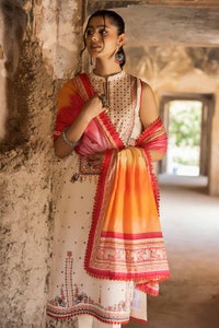 UAE -3PC Unstitched Printed Lawn Suit with Woven Stripe Dupatta SP-42038