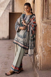 UAE -3PC Unstitched Printed Lawn Suit with Woven Stripe Dupatta SP-42039