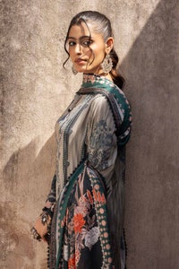 UAE -3PC Unstitched Printed Lawn Suit with Woven Stripe Dupatta SP-42039