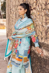 UAE -3PC Unstitched Printed Lawn Suit with Woven Stripe Dupatta SP-42040