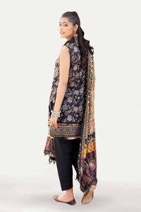 UAE -3PC Unstitched Printed Lawn Suit with Woven Stripe Dupatta SP-42041