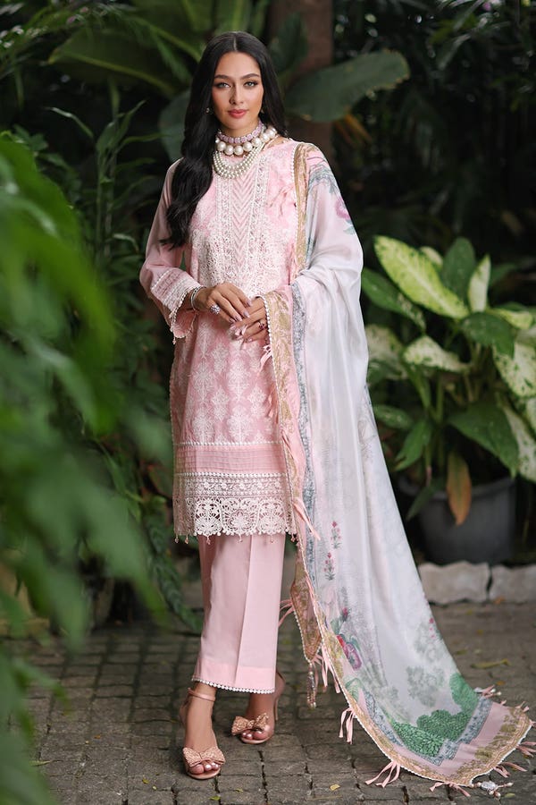 UAE -3PC Embroidered Paper Cotton Unstitched Suit with Digital Printed Silk Dupatta and Inner SSM-42001