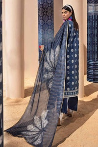 UAE -3PC Unstitched Printed Lawn Suit with Zari Stripe Dupatta ST-42001