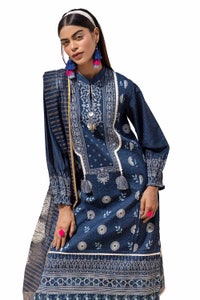 UAE -3PC Unstitched Printed Lawn Suit with Zari Stripe Dupatta ST-42001