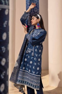 UAE -3PC Unstitched Printed Lawn Suit with Zari Stripe Dupatta ST-42001