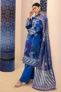 UAE -3PC Unstitched Embroidered Printed Lawn Suit with Zari Stripe Dupatta ST-42002