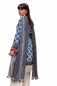 UAE -3PC Unstitched Printed Lawn Suit with Zari Stripe Dupatta ST-42004