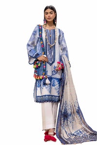 UAE -3PC Unstitched Embroidered Printed Lawn Suit with Zari Stripe Dupatta ST-42005