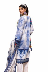 UAE -3PC Unstitched Embroidered Printed Lawn Suit with Zari Stripe Dupatta ST-42005