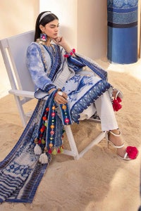 UAE -3PC Unstitched Embroidered Printed Lawn Suit with Zari Stripe Dupatta ST-42005