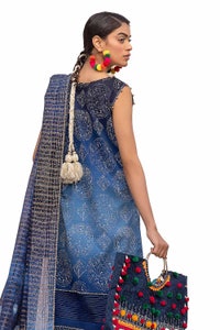 UAE -3PC Unstitched Printed Lawn Suit with Zari Stripe Dupatta ST-42006