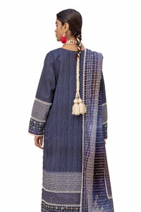 UAE -3PC Unstitched Embroidered Printed Lawn Suit with Zari Stripe Dupatta ST-42007