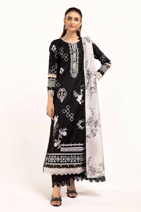 UAE -3 Piece Unstitched Embroidered Khaddar Suit with Printed Zari Jacquard Dupatta ST-42010