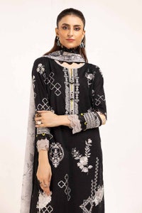UAE -3 Piece Unstitched Embroidered Khaddar Suit with Printed Zari Jacquard Dupatta ST-42010