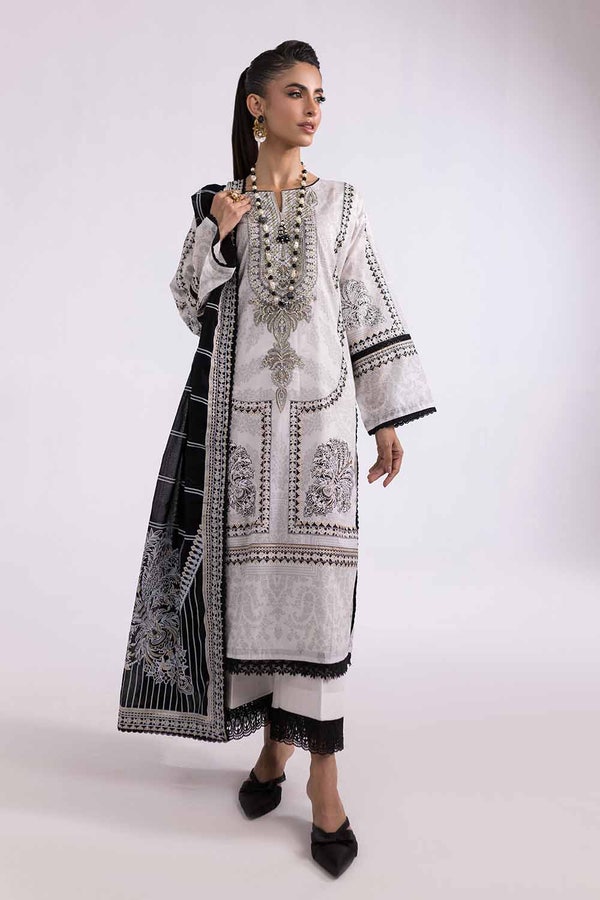 UAE -2 Piece Unstitched Embroidered Printed Cambric Shirt with Lawn Dupatta TCE-42004