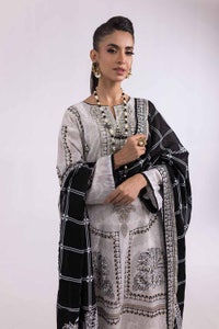 UAE -2 Piece Unstitched Embroidered Printed Cambric Shirt with Lawn Dupatta TCE-42004