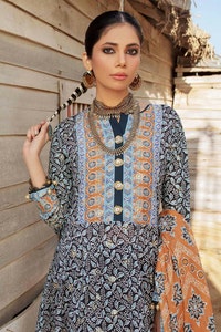 UAE -3PC Lawn Unstitched Foil Printed Unstitched Suit With Denting Lawn Dupatta DN-32091 B