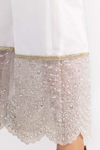 UAE -White Raw Silk Embroidered Trousers TR-22-28