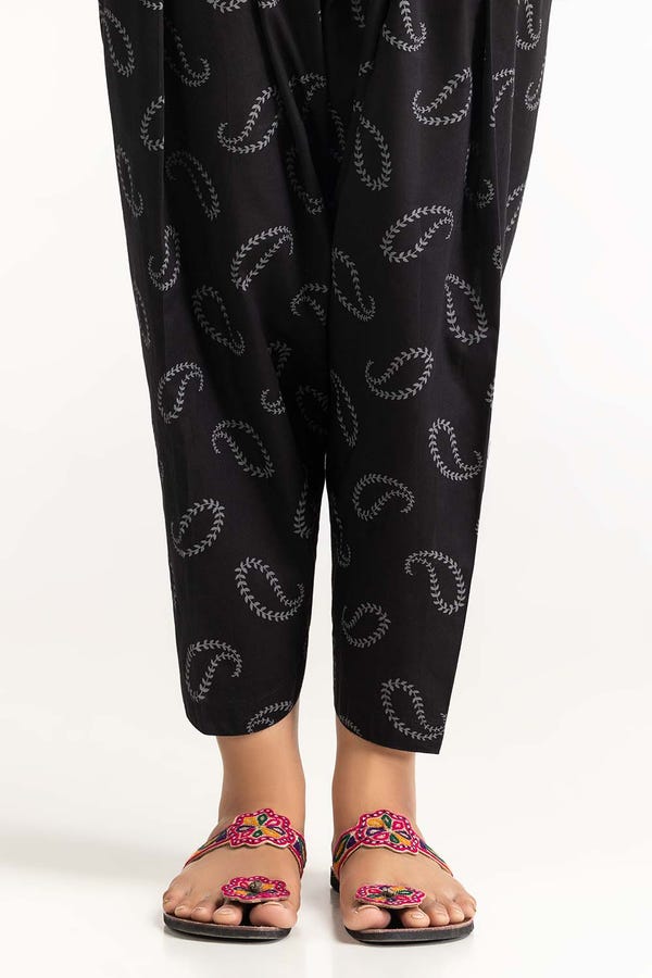 UAE -Black Dyed Cambric Screen Print Shalwar TR-24-01