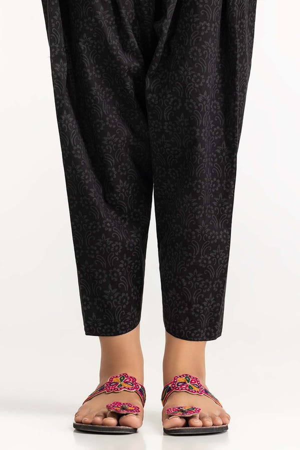 UAE -Black Dyed Cambric Screen Print Shalwar TR-24-02
