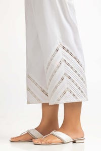 UAE -Off-White Dyed Cambric Embelished Trouser TR-24-09
