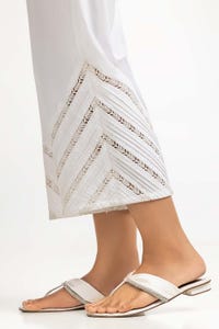 UAE -Off-White Dyed Cambric Embelished Trouser TR-24-09