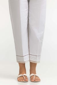 UAE -Off-White Dyed Cambric Embelished Trouser TR-24-10