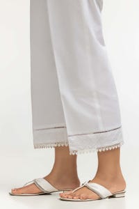 UAE -Off-White Dyed Cambric Embelished Trouser TR-24-10