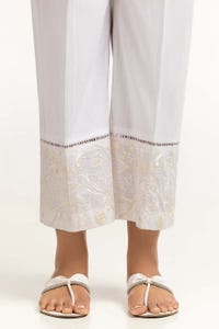 UAE -White Dyed Cambric Embroidered Trouser TR-24-17