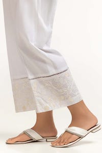 UAE -White Dyed Cambric Embroidered Trouser TR-24-17