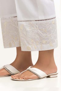 UAE -White Dyed Cambric Embroidered Trouser TR-24-17
