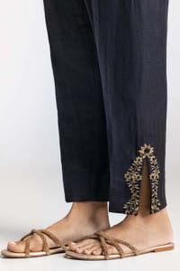 UAE -Black Dyed Embroidered Rawsilk Trouser TR-24-27