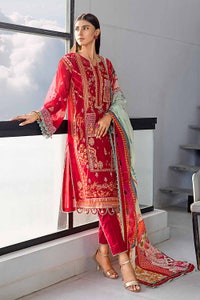 UAE -3PC Embroidered Net Unstitched Suit with Digital Printed Silk Dupatta SSM-32006