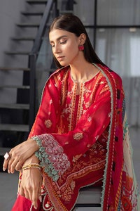 UAE -3PC Embroidered Net Unstitched Suit with Digital Printed Silk Dupatta SSM-32006