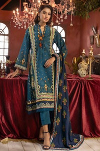 UAE -3PC Embroidered Khaddar Unstitched Suit K-32019