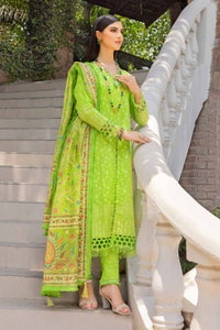 UAE -3PC Embroidered Cambric Unstitched Suit with Printed Burnout Dupatta BN-32003
