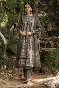 UAE -3PC Embroidered Khaddar Unstitched Suit with Pashmina Shawl AP-32080