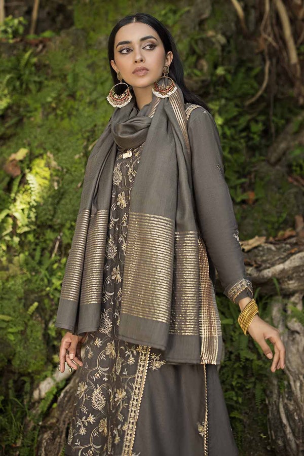 UAE -3PC Embroidered Khaddar Unstitched Suit with Pashmina Shawl AP-32080