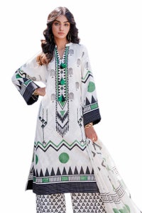 UAE -3PC Unstitched Jacquard Printed Suit with Denting Lawn Dupatta MJ-42046
