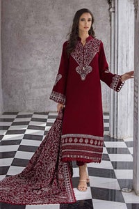 UAE -3PC Embroidered Pashmina Unstitched Suit with Embroidered Pashmina Shawl AP-32066