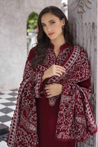 UAE -3PC Embroidered Pashmina Unstitched Suit with Embroidered Pashmina Shawl AP-32066