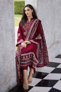 UAE -3PC Embroidered Pashmina Unstitched Suit with Embroidered Pashmina Shawl AP-32066