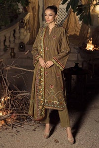 UAE -3PC Embroidered Digital Printed Karandi Unstitched Suit AY-32005
