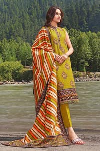 UAE -3PC Printed Khaddar Unstitched Suit K-32046 A