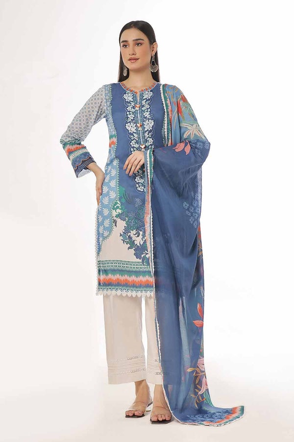 UAE -3 Piece Unstitched Embroidered Printed Lawn Suit CLP-42067
