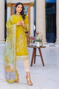 UAE -3PC Embroidered Jacquard Unstitched Suit With Silk Dupatta SSM-32020
